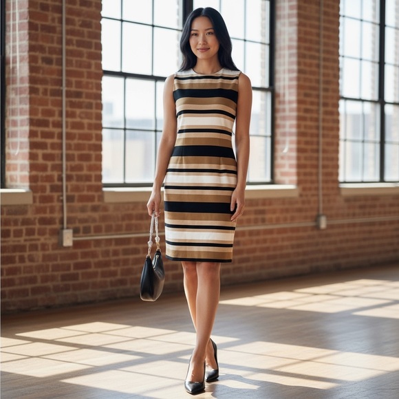 Calvin Klein Dresses & Skirts - NWT Calvin Klein | Gold Sparkle Taupe and Black Body-con Sheath Dress Sz 4